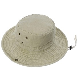 Vintage-Washed-Cotton-Sun-Hat Wide-Brim-Bucket-Hat Fishing Hat Outdoor Boonie Cap Beach Hat UPF 50+ Khaki