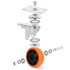 W B D WEIBIDA 4 Inch Swivel Casters with Brake Set of 4 Heavy Duty of 1200 lbs, Safety Dual Locking Plate Castors, No Noise Wheels for Furniture, Workbench and Carts(Nuts & Bolts & 2 Spanners)