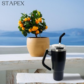 32oz Double Wall Stainless Steel Tumbler with Rotatable Handle | Vacuum Insulated | Keeps Drinks Hot & Cold | Rust & Leak-Resistant | Large Capacity | Fits Car Cup Holders | Reusable & Easy to Clean