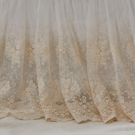 Brandream Boho Bohemian Girl Baby Nursery Lace Crib Bed Skirt Dust Ruffle - Solid Color Romantic Beige Cream Off White Farmhouse Chic 100% Cotton Ruffle Excellent Quality