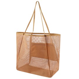 GDFHBD 1 Brown Mesh Handbag, Beach Bag, Simple Shoulder Bag, Large Capacity Shoulder Bag, Travel Supplies.