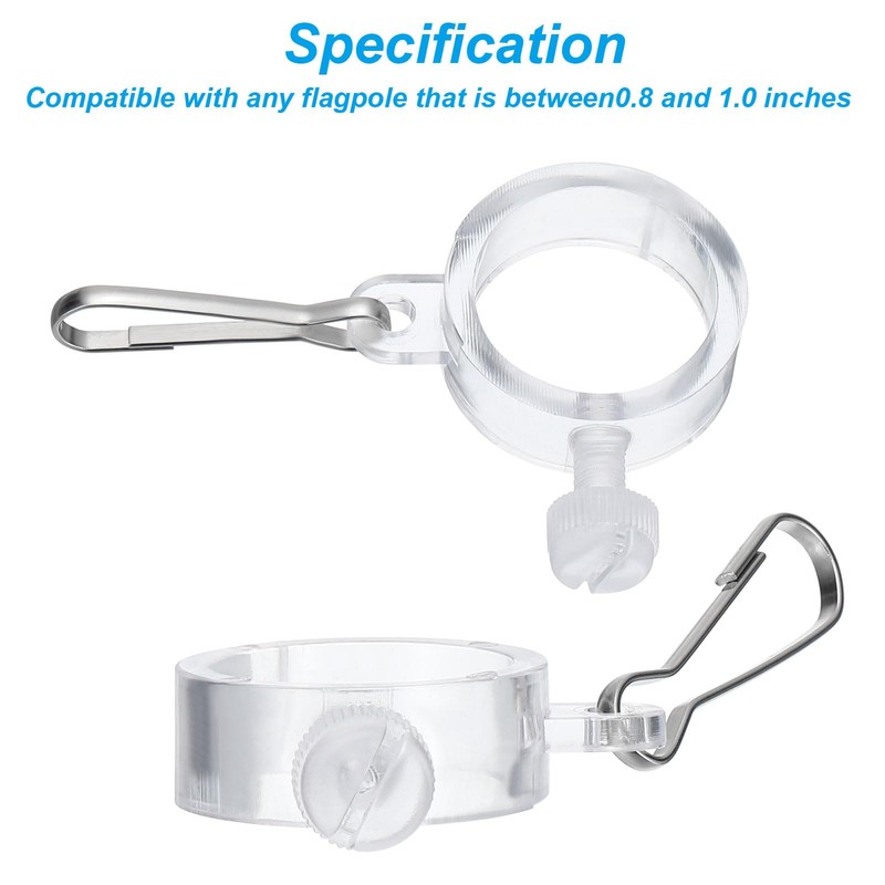 PATIKIL 2 Packs Flag Pole Ring Clip with Fixed Hook