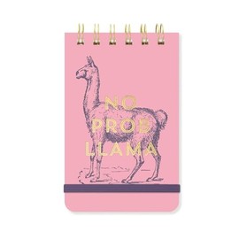 DesignWorks Ink 8,9 x 14,6 cm Vintage Sass Wire Bound Small Spiral Pocket Notepad Memo Book - Aesthetic Desk Accessories & Funny Office Supplies for School, Office, & Small Business - No Prob Llama