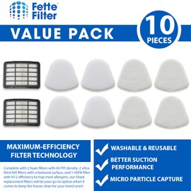 Fette Filter – Vacuum Filter Kit Compatible with Shark Navigator Lift-away NV356E S2 ,Nv350 Nv351, Nv352, Nv355, Nv356, Nv357. Part # XHF350 & XFF350