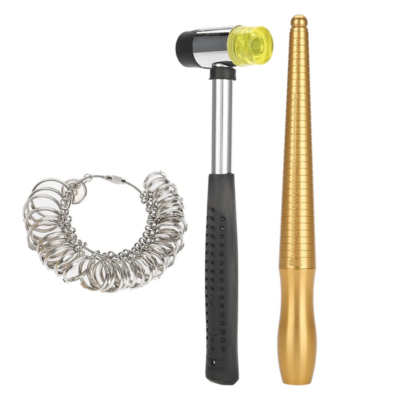 3pcs / Set Ring Mandrel Sizer Finger Measuring Stick Handle