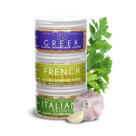 European Gourmet Variety Seasoning Spice Set: Go Greek, French Made Easy & Italian Pronto – Natural French Spices, Greek Island Spice Mix and Tuscan Seasoning –100% Natural Gluten-Free, No MSG Seasoni