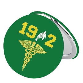 BEKECH Sorority Compact Mirror Green and Yellow Sisterhood Gift Nursing Sorority Makeup Mirror Gift for Nurse Sister (Green)