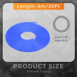 DMiotech Silicone Vacuum Tubing Hose Line, 20Ft 1/12"(2mm) Automotive Replacement Vacuum Hose, 3mm Wall Thickness High Temperature Vacuum Tube 130 PSI Max Pressure, Blue