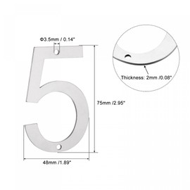 uxcell 3 Inch 304 Stainless Steel House Number Polishing for Door Mailbox(Number 5)