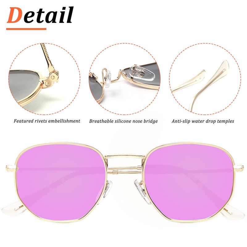 Kelens Vintage Sunglasses Polygon Polarised Sunglasses Women Men Metal UV400