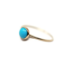 Salish Sea Inspirations Arizona Mined Turquoise 14K Gold Filled Skinny Ring Sizes 5-8 (Round)