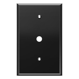 LIDER Reflective Acrylic 0.406" Diameter Hole Phone Cable Wall Plate, Mirrored Cable Plate, Acrylic Glass, Oversized 1-Gang 5.25" x 3.44", LWP-41O-ABK, Black