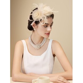 SWEETV Tulle Fascinators for Women, Tea Party Hats for Kentucky Derby, Cocktail, Wedding, Fancy Dress Party, Champagne