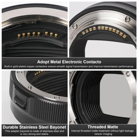 CZEBINS Lens Adapter, AF Adapter for Canon EF/EF-S Series Lenses to Canon EOS-R Cameras Including EOS RP R3 R5 R6 R6MarkII R7 R8 R10 R50 R100, Fast AF, Adjustable Aperture