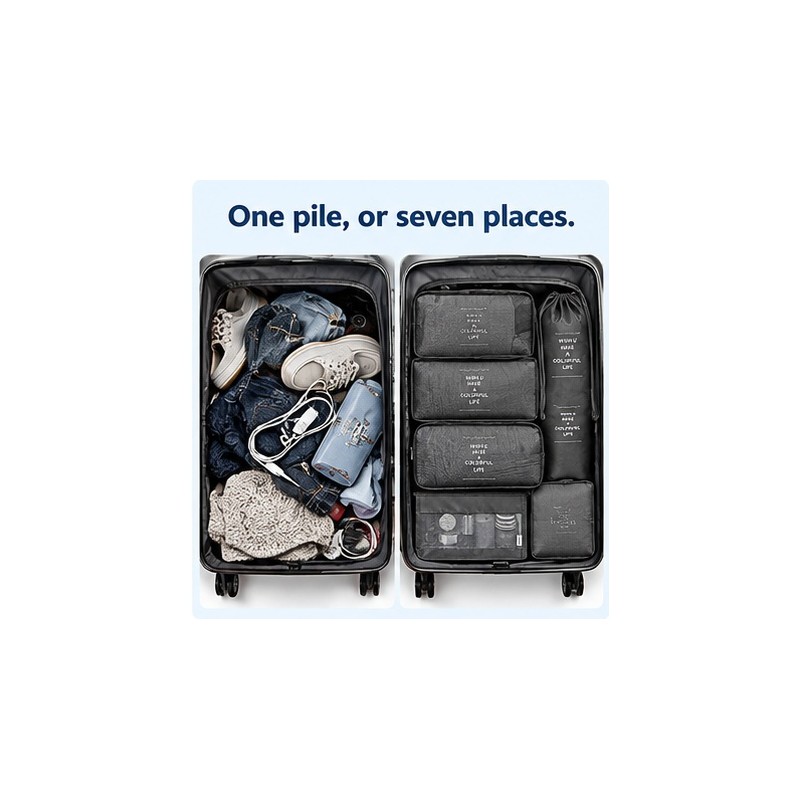 7-Piece Packing Cubes Set for Travel - Luggage Organizer Bags