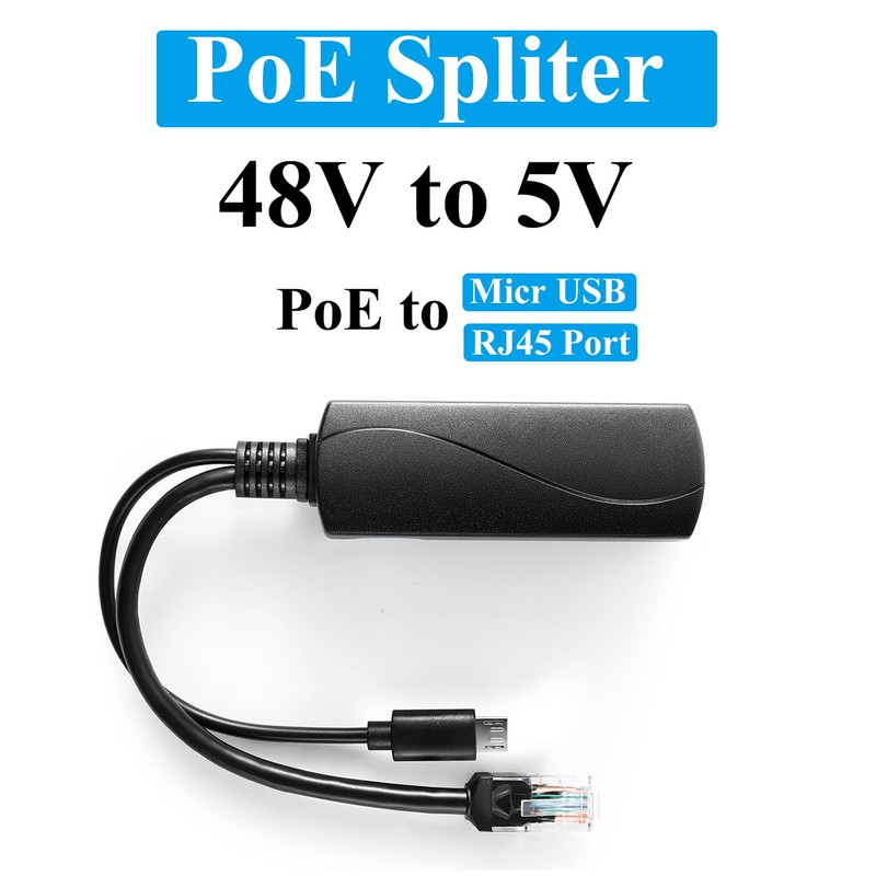 Revotech Active PoE Splitter 5V/3A Micro USB Plug, 48V PoE