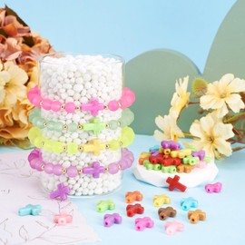 Cheriswelry 100Pcs Acrylic Cross Beads Colorful Crucifix Loose Spacer Beads Turquoise Cross Beads 16x12.5x4.5mm for DIY Crafts Necklace Bracelet Earring Jewelry Making Christmas Decor