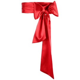 Molain Wedding Satin Sash Belt Women Dress Sash Bridal Belt Waist Belts for Party Special Occasion 3.7'' Wide Double Side(Red)