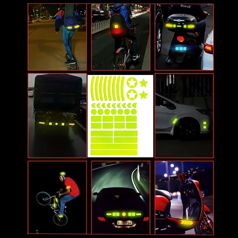 Granmagazz Reflective Stickers Bicycle Reflector 42-Piece Pack Bicycle Reflective Plate