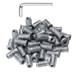 40pcs Threaded Inserts for Wood 1/4-20 Furniture Screw in Threaded Insert Nuts 20mm Length