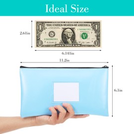 10 Pack Money Bags with Zipper, PU Leather Bank Deposit Bags, Waterproof Money Pouch for Organize Cash, Coins, Cosmetics, Invoice, Bills, Tools, 11.2 x 6.1 Inches - 5 colors