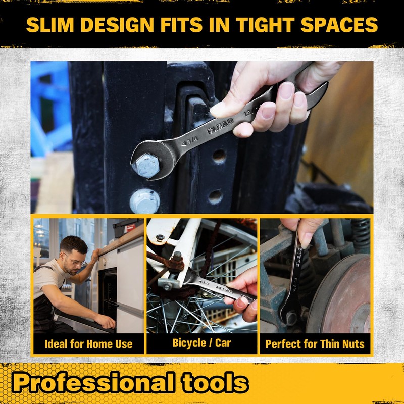 ELEAD Super Thin Open-End Wrench Set | 9-Piece SAE 1/4"