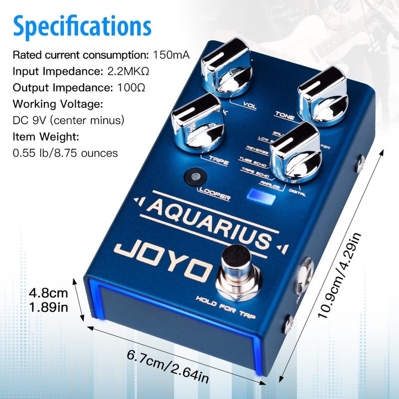 JOYO Digital Delay Effect Pedal with Looper (5 Minutes) R