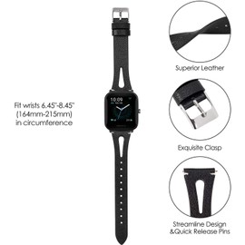 Compatible for Popglory Smartwatch Band,Giaogor Slim Vintage Leather Strap Replacement for Popglory P22 / Donerton Smartwatch/itouch air 3 / FirYawee Smartwatch/Virmee VT3 (Black)