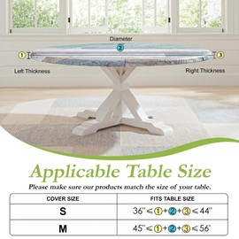 FIVZHH Farmhouse Round Fitted Table Cover with Elastic Waterproof Vinyl Wood Texture Outdoor Indoor Tablecloth Washable Wipeable Table Cloth for Picnic Camping (Green, 36"-44")