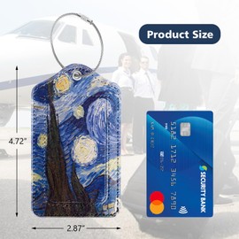 DTTO 2 Pcs Luggage Tags for Suitcases, Leather Travel Name ID Labels with Privacy Flap, Stainless Steel Loop for Women/Men/Kids/Girls, Nebulas Blue