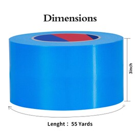 Duccinp Blue Duct Tape 3 Inch x 55 Yards x 10 Mil Thickness Heavy Duty, No Residue, Tear by Hand & Waterproof Duct Tape,Great for Packaging, Home Use, DIY, Projects and Repairs