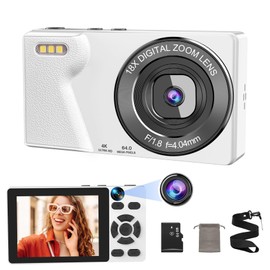 [Selfie Function] QZTCAMERA Digital Camera, 4K Digital Camera, 64 Megapixels, 64 G Card Included, Front Camera, OTG Compatible, Smartphone Linkage, Time Plus Recording Function, 2.8 Inch Large Screen