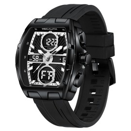 MEGALITH Wrist Watches for Men Military: LED Light Alarm Date Waterproof Stopwatch - Digital Sport Analogue Black Watches Men