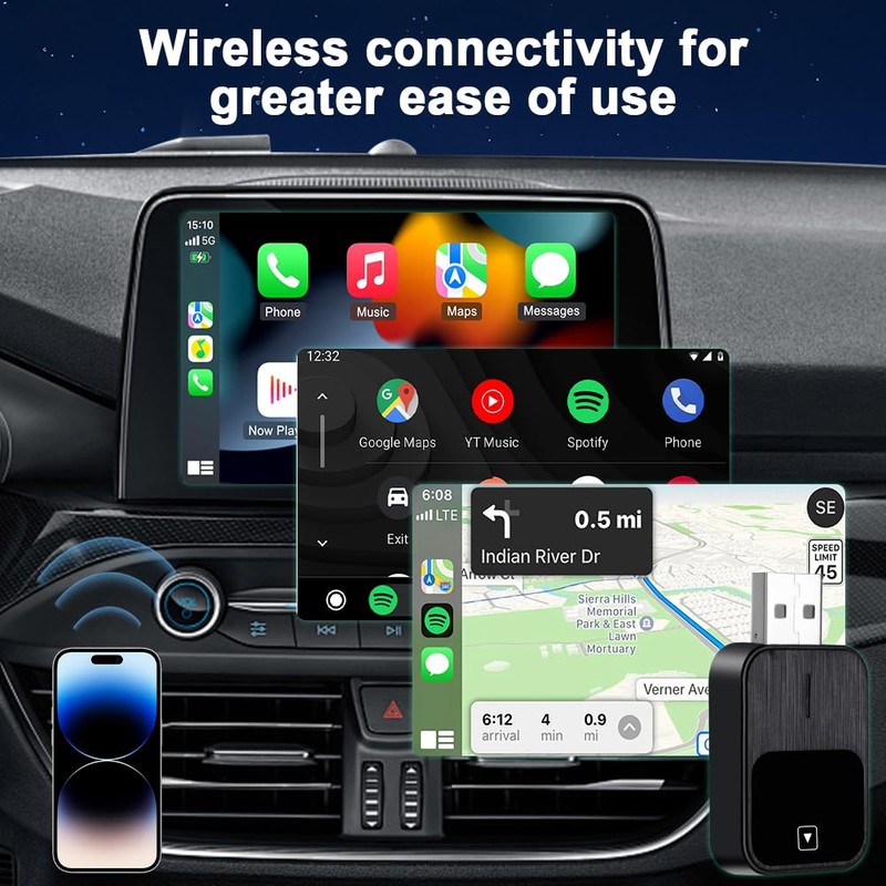Flintronic Wireless CarPlay Adapter, Wireless Android Car & Carplay Wireless