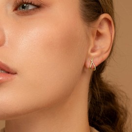 Apsvo Gold Earrings for Women Trendy,14K Gold Stud Earrings Hypoallergenic CZ Earring for Women Gifts Minimalist Simple Dainty Earrings Jewelry