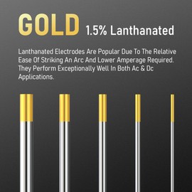 YESWELDER TIG Welding Tungsten Electrode 1.5% Lanthanated 1/8"x7" (Gold, WL15/EWLa-1.5) 10-pk