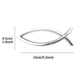 Jesus Fish Christian Car Decals Christian Fish Car Emblem Jesus Fish Car Stickers Plastic Chrome Sliver Symbol Fish Emblem for Car Truck Badge Bumper Stickers (Simple)