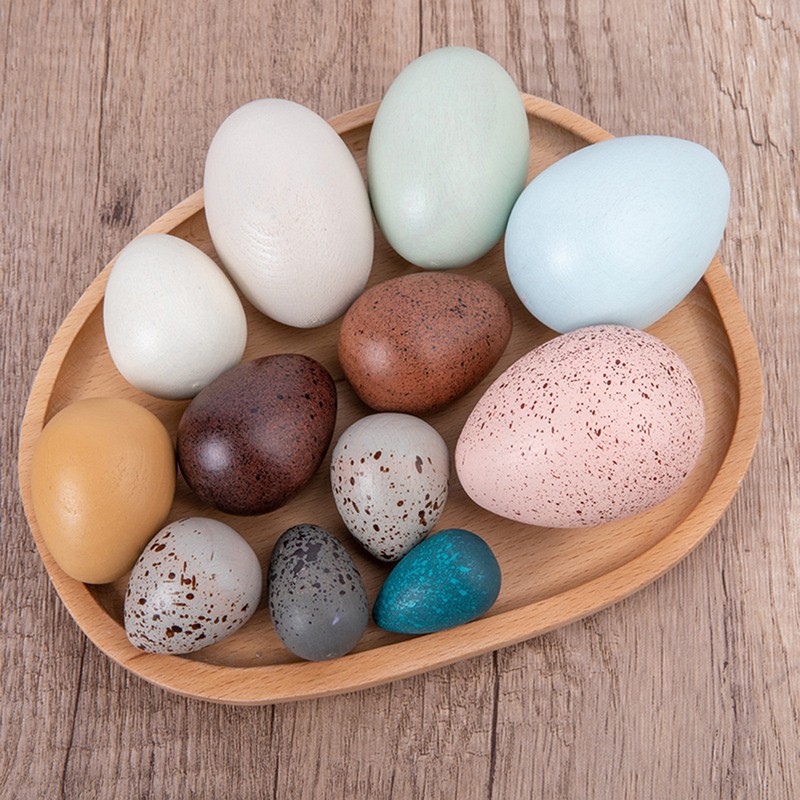 12PCS Portable Wood Simulation Eggs DIY Easter Egg for Home