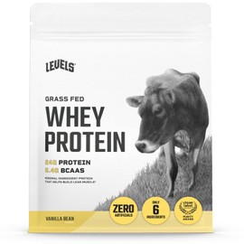 Levels Grass Fed Whey Protein Powder, No Artificials, 24G of Protein, Vanilla Bean, 1LB