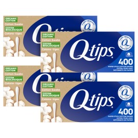 Q-tips Cotton Swabs Organic Swab Ultimate Home and Beauty Tool Made from Organic Cotton, Paper 400 Count(Pack of 4)