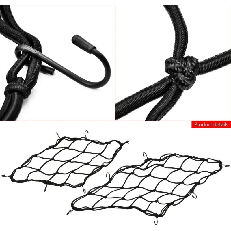 Redes Malla Moto Sujetar Casco Portabulto Cuerda Gancho 4pcs