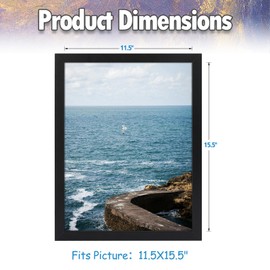 AUEAR, 12x16 Picture Frame Black Set of 2, for Poster Prints Wall Mounted Horizontal and Vertical