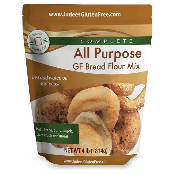 Judee's All Purpose Gluten Free Bread Flour Mix 4 lb - Make Homemade Bread, Pizza Crusts, Bagels, Buns, English Muffins, Focaccia and More - Great for Baking and Cooking