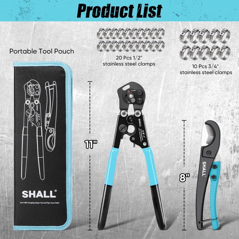 SHALL 2-IN-1 Pex Crimping Clamp Cinch & Remove Tool with