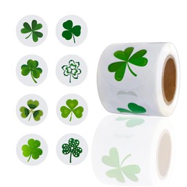 200PCS 1.5 Inch St. Patrick's Day Stickers Lucky Shamrock Green Clover Hat Irish Decor Stickers Self-Adhesive Labels Teacher Reward Stickers for Classroom, Party Decorations, Packages (Clover 1)