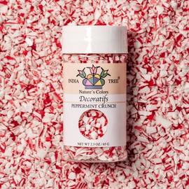 India Tree Nature's Colors Peppermint Crunch, 2.3 oz | Natural Crushed Peppermint Candy Topping | Holiday Baking, Christmas Decorating