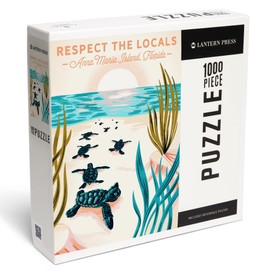 Lantern Press Anna Maria Island, Florida, Turtles on Beach, Respect The Locals 1000 Piece Jigsaw Puzzle for Adults, Made in USA with Reference Poster