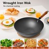 WANGYUANJI 12.6-Inch Wok Pan with Lid, Flat Bottom Wok with