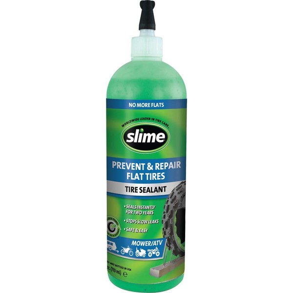 Slime 10008 Flat Tire Puncture Repair Sealant, Prevent and Repair, Tubeless Mower and ATV Tires, Non-Toxic, eco-Friendly, 24 oz Bottle