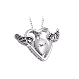 OutstandLong Angel Wings Cremation Jewelry for Ashes Heart Urn Necklaces for Ashes Memorial Grandpa Keepsake Necklace